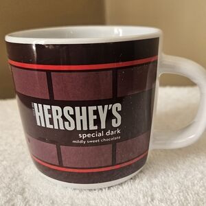 HERSHEY'S Special Dark Ceramic Coffee Mug - Dark Brown with Red Trim
